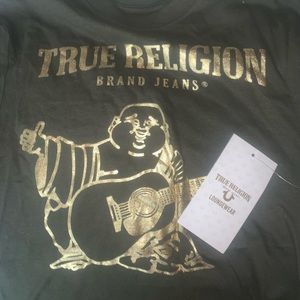 Olive green & gold TRUE RELIGION T Shirt